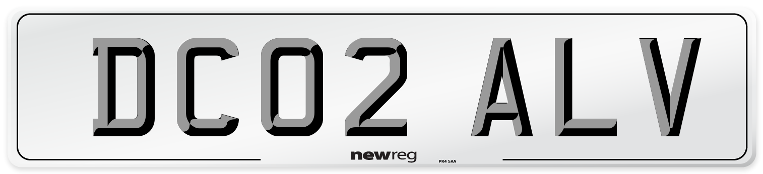DC02 ALV Number Plate from New Reg